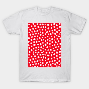 Red and White Dalmatian Print, Polka Dot T-Shirt